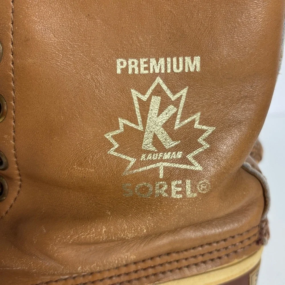 Sorel Kaufman Premium Mens 9 Vintage Duck Boots Brown Leather Made in Canada